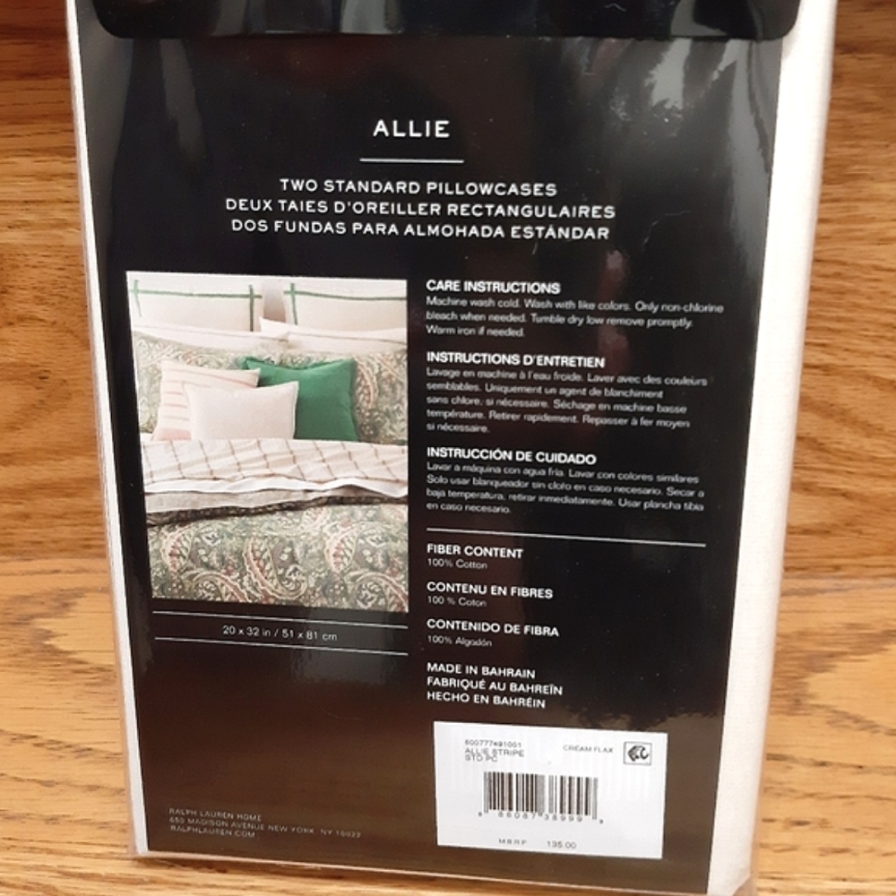 Ralph Lauren Home Allie Stripe Standard Pillowcases Cream MSRP $130 - Picture 6 of 8